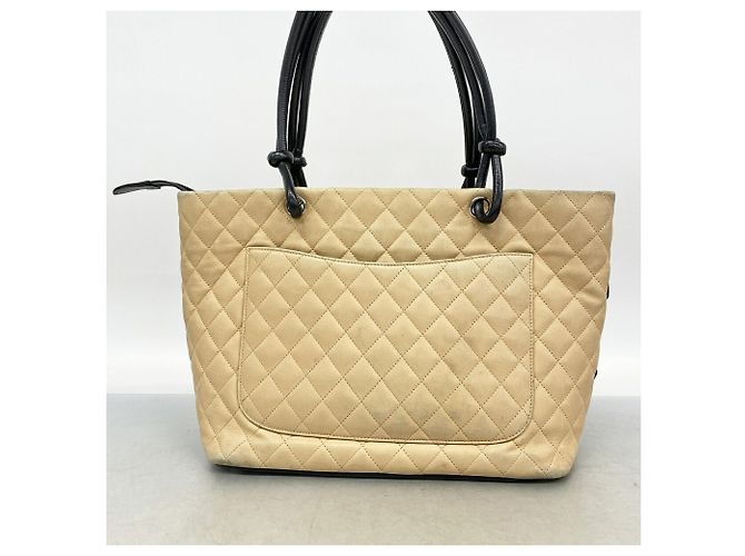 Bolso Tote Chanel Cambon de Piel de Cordero Castaño Negro - vista 13