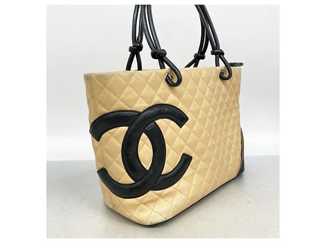Bolso Tote Chanel Cambon de Piel de Cordero Castaño Negro - vista 2