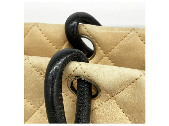Bolso Tote Chanel Cambon de Piel de Cordero Castaño Negro - vista 9