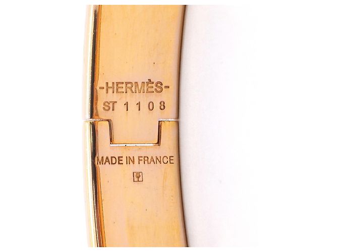 Bracelete Hermès Clic Clac PM Branco Dourado - vista 5