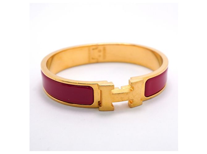 Hermès Brazalete Hermes Clic Clac PM GP Plated Gold Red Mujer OP026626 Roja Dorado - vista 2