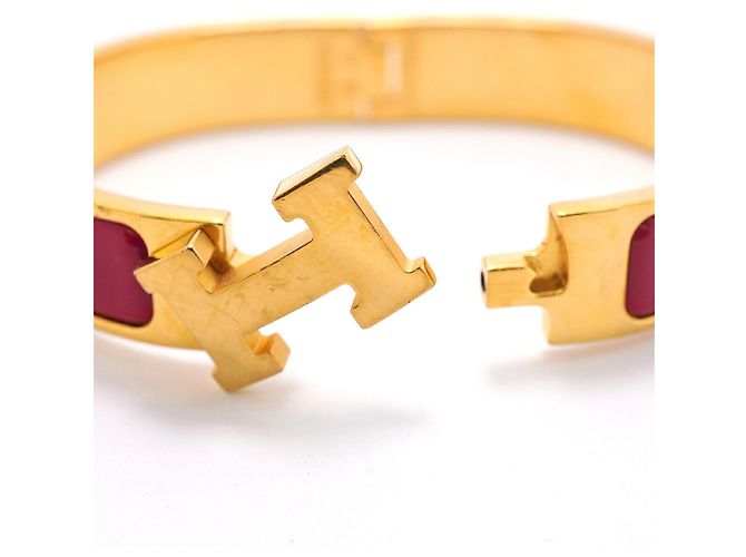 Hermès Brazalete Hermes Clic Clac PM GP Plated Gold Red Mujer OP026626 Roja Dorado - vista 4