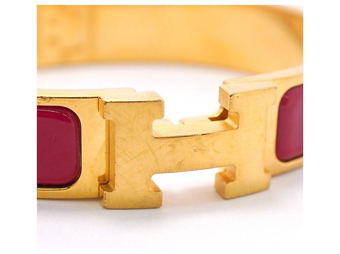 Hermès Brazalete Hermes Clic Clac PM GP Plated Gold Red Mujer OP026626 Roja Dorado - vista 7