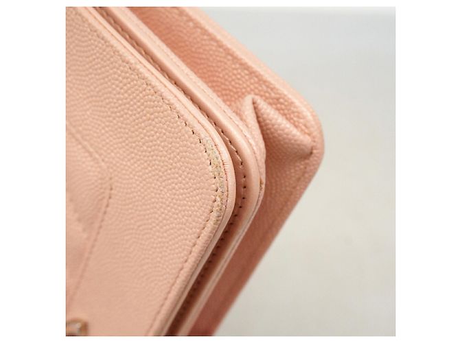 Portafoglio a catena/spalla Chanel in pelle di vitello martellata rosa - vista 5