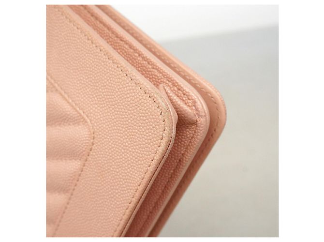 Portafoglio a catena/spalla Chanel in pelle di vitello martellata rosa - vista 7