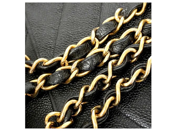 Chanel V-Stitch Schultertasche mit Kette Schwarz - Ansicht 10