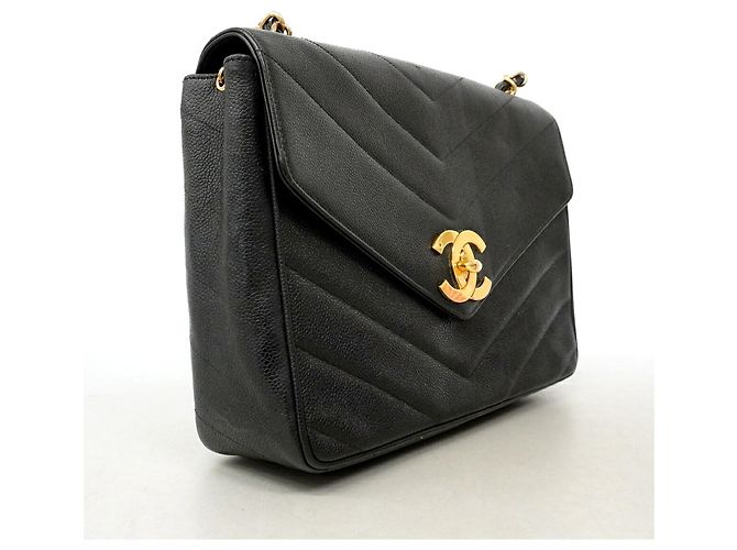 Chanel V-Stitch Schultertasche mit Kette Schwarz - Ansicht 2