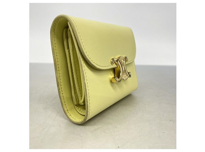 Céline Celine Triomphe Leather Tri-fold Wallet Yellow - view 2
