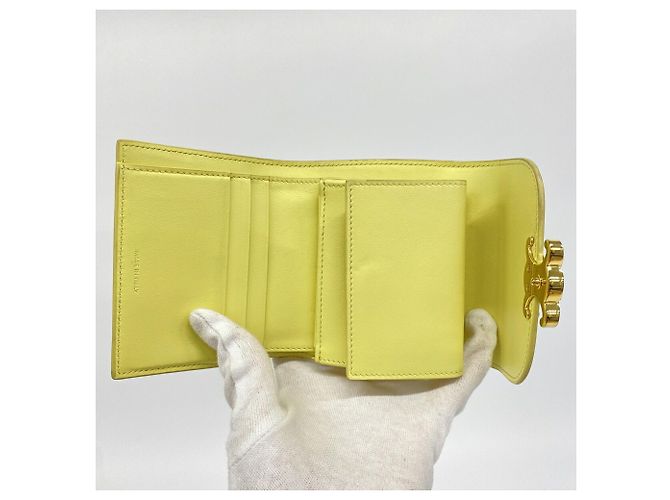 Céline Celine Triomphe Leather Tri-fold Wallet Yellow - view 3
