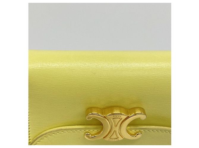 Céline Celine Triomphe Leather Tri-fold Wallet Yellow - view 8