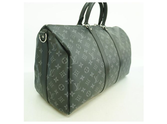 Louis Vuitton Monogram Eclipse Keepall Bandoulière 45 Negro - vista 2
