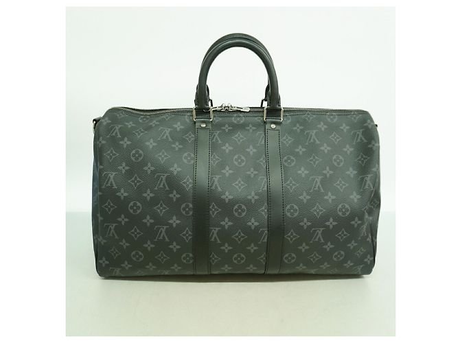 Louis Vuitton Monogram Eclipse Keepall Bandoulière 45 Negro - vista 9