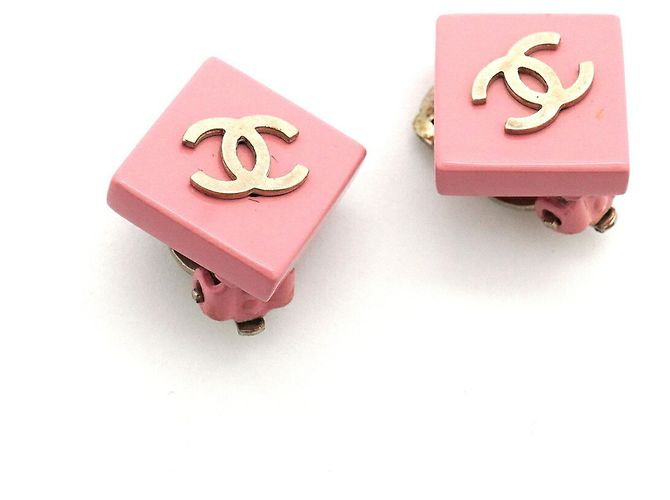 Pendientes de clip Chanel Coco Mark Rosa y Plateado Plata - vista 2