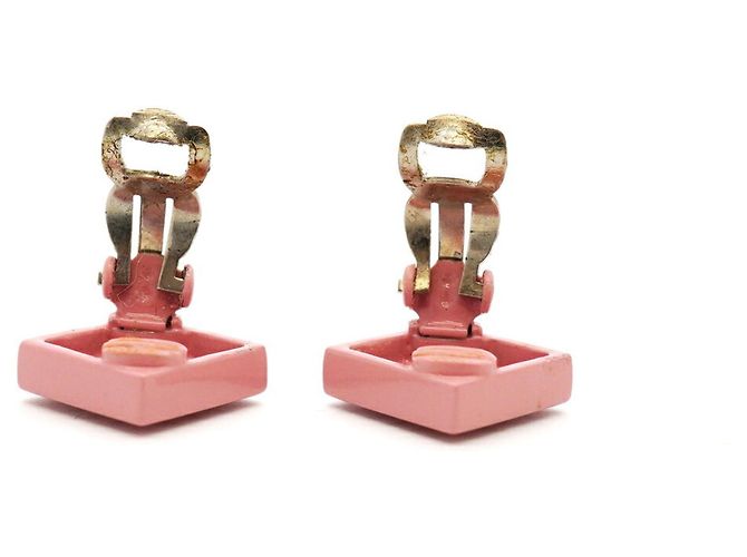 Pendientes de clip Chanel Coco Mark Rosa y Plateado Plata - vista 6