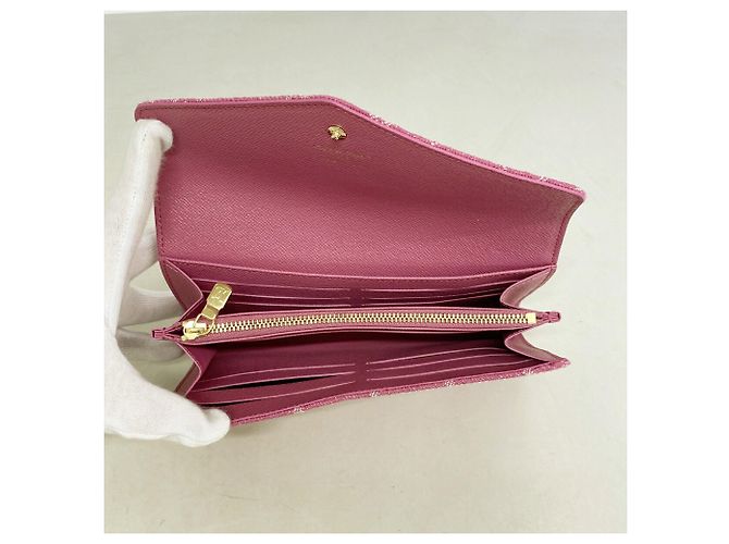 Louis Vuitton Monogram Denim Portefeuille Sarah Long Wallet Fucsia - vista 3
