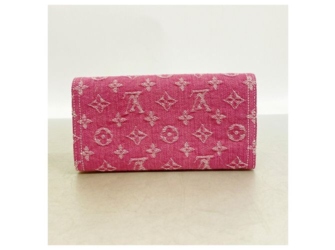 Louis Vuitton Monogram Denim Portefeuille Sarah Long Wallet Fucsia - vista 5