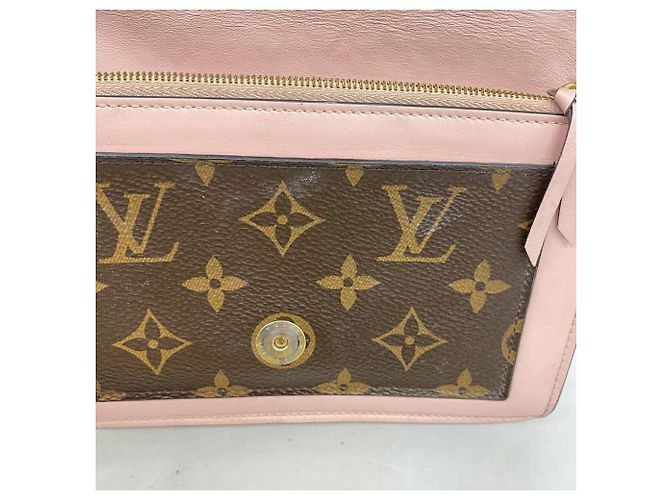 Louis Vuitton Monogram Portefeuille Flore Chain Wallet Marrom Rosa - vista 11