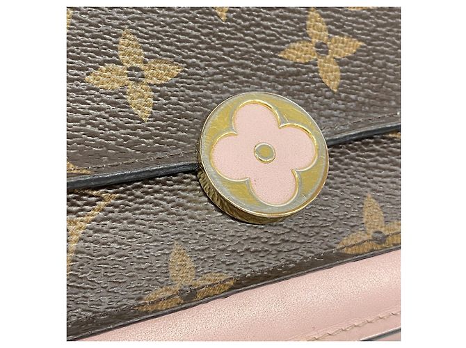 Louis Vuitton Monogram Portefeuille Flore Chain Wallet Marrom Rosa - vista 13