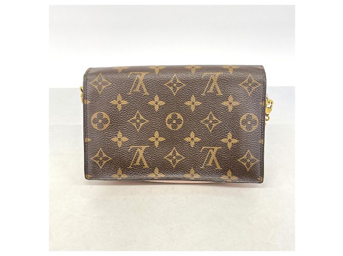 Louis Vuitton Monogram Portefeuille Flore Chain Wallet Marrom Rosa - vista 15
