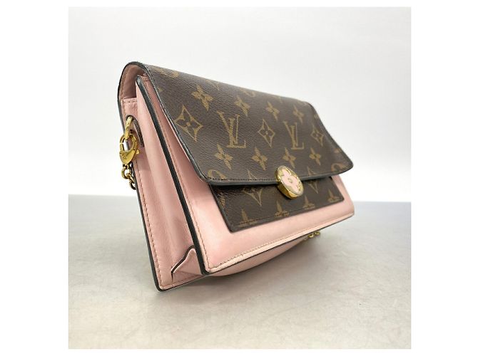 Louis Vuitton Monogram Portefeuille Flore Chain Wallet Marrom Rosa - vista 2