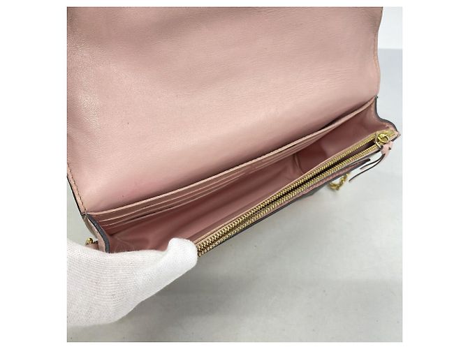 Louis Vuitton Monogram Portefeuille Flore Chain Wallet Marrom Rosa - vista 4