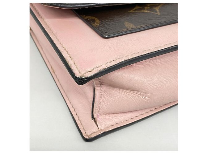 Louis Vuitton Monogram Portefeuille Flore Chain Wallet Marrom Rosa - vista 7