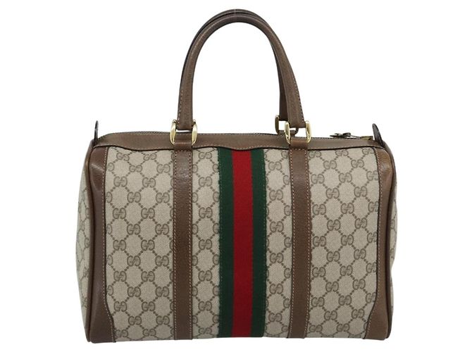 Gucci Vintage Web Boston GG Coated Canvas Medium Bege - vista 2
