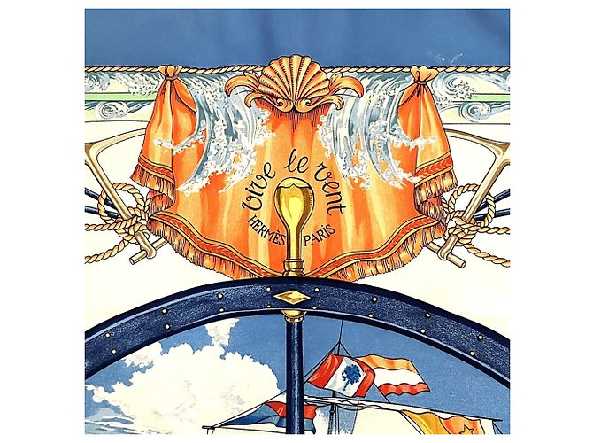 Hermès Pañuelo Hermes Carre 90: VIVE LE VENT Azul - vista 2