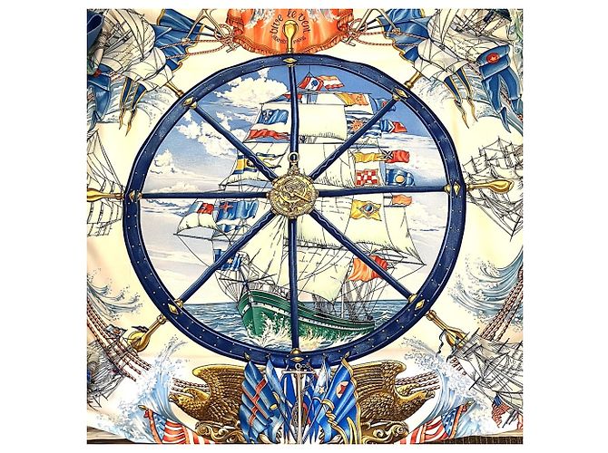 Hermès Pañuelo Hermes Carre 90: VIVE LE VENT Azul - vista 3