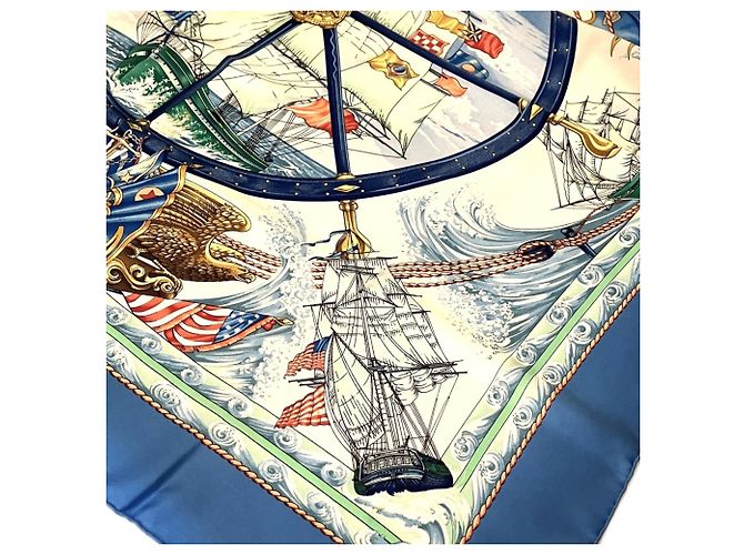 Hermès Pañuelo Hermes Carre 90: VIVE LE VENT Azul - vista 6