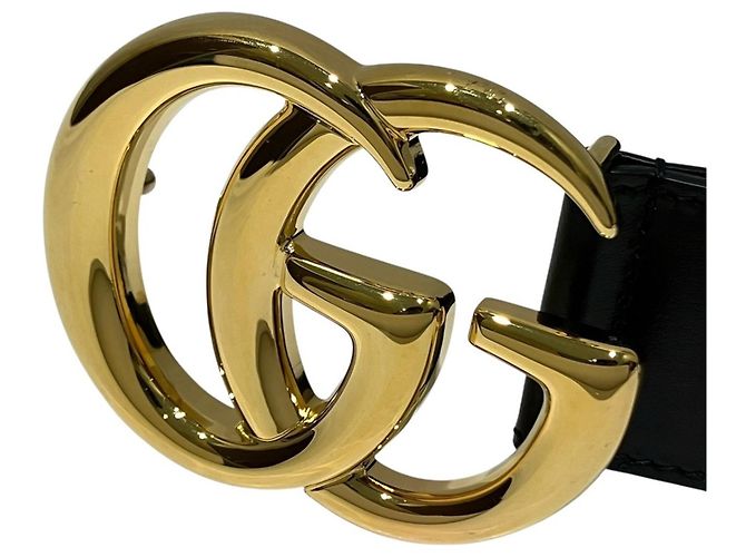 Gucci GG Marmont Ledergürtel aus Legierung Schwarz Golden - Ansicht 5