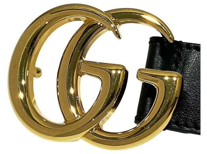 Cinturón de cuero y aleación Gucci GG Marmont Negro Dorado - vista 6