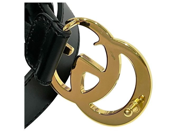 Cinturón de cuero y aleación Gucci GG Marmont Negro Dorado - vista 7