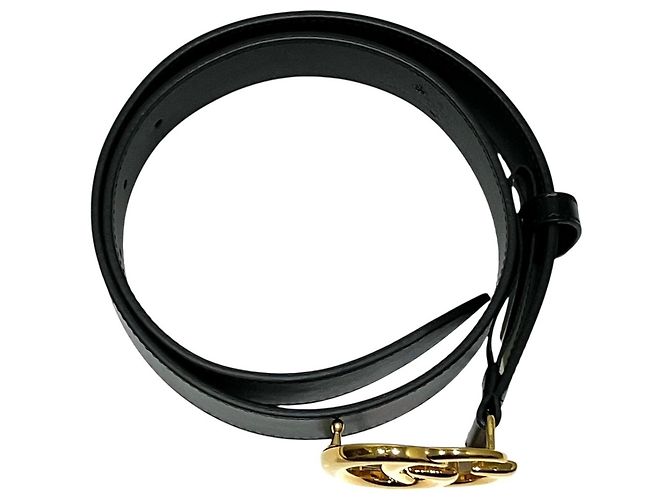 Cinturón de cuero y aleación Gucci GG Marmont Negro Dorado - vista 9