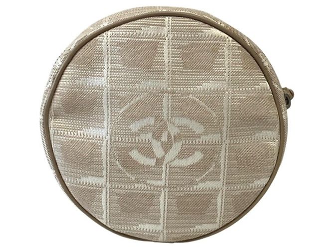 Pochette Chanel Bege de Couro e Tela - vista 2