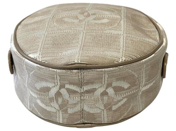 Pochette Chanel Bege de Couro e Tela - vista 3