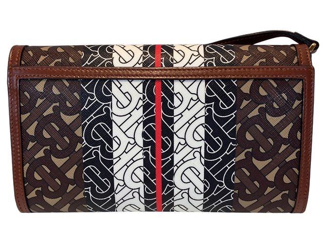 Portafoglio con catena in pelle marrone Burberry - vista 2