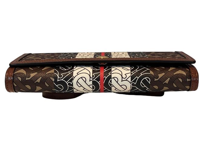 Portafoglio con catena in pelle marrone Burberry - vista 3