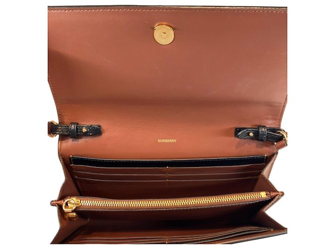 Portafoglio con catena in pelle marrone Burberry - vista 6