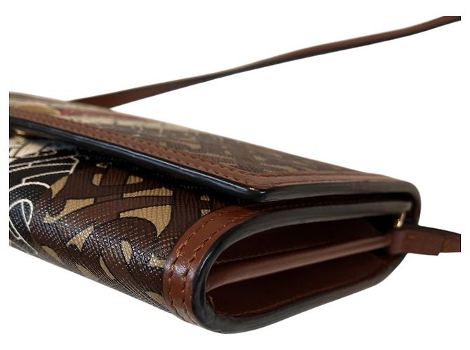 Portafoglio con catena in pelle marrone Burberry - vista 7