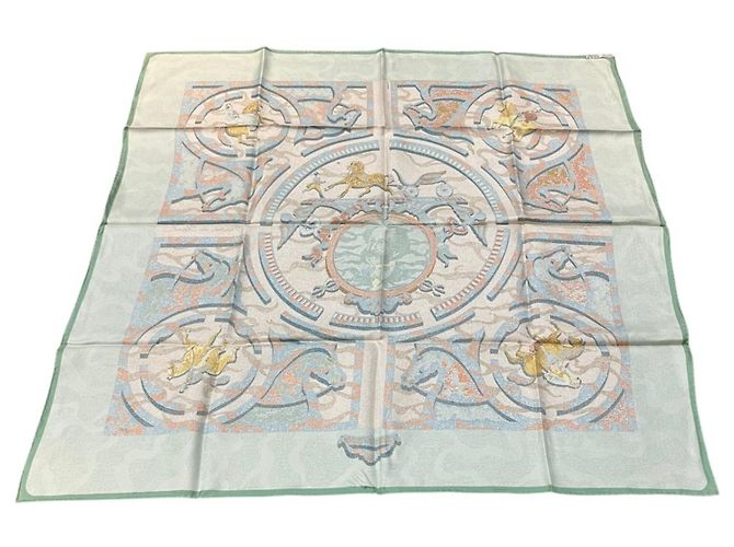 Hermès Foulard di seta Hermes Carre 90 PEINTRE DU CHEVAL Verde - vista 2