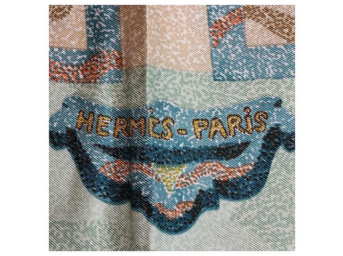 Hermès Foulard di seta Hermes Carre 90 PEINTRE DU CHEVAL Verde - vista 3
