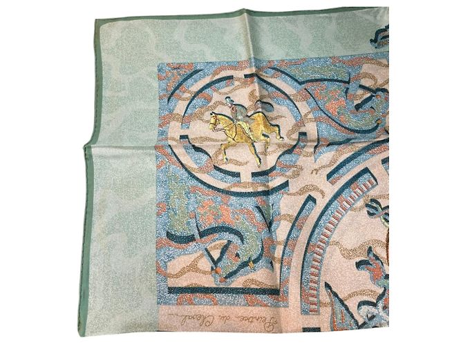 Hermès Foulard di seta Hermes Carre 90 PEINTRE DU CHEVAL Verde - vista 6