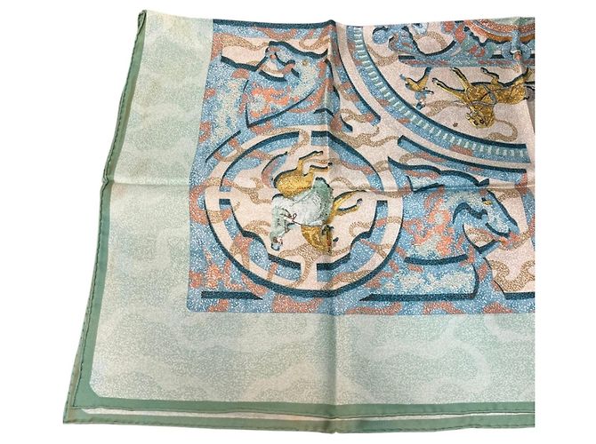 Hermès Foulard di seta Hermes Carre 90 PEINTRE DU CHEVAL Verde - vista 8