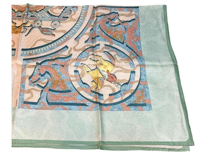 Hermès Foulard di seta Hermes Carre 90 PEINTRE DU CHEVAL Verde - vista 9