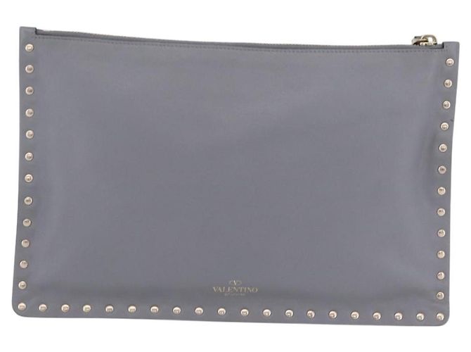 Valentino Garavani Rockstud Pouch Leather Large Marrone - vista 2