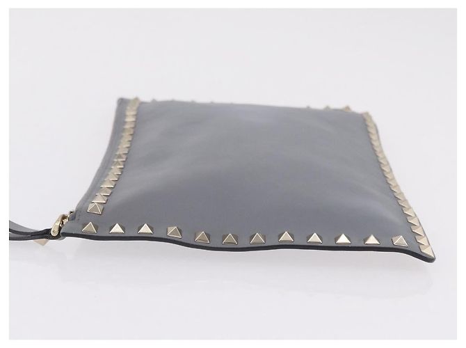 Valentino Garavani Rockstud Pouch Leather Large Marrone - vista 4