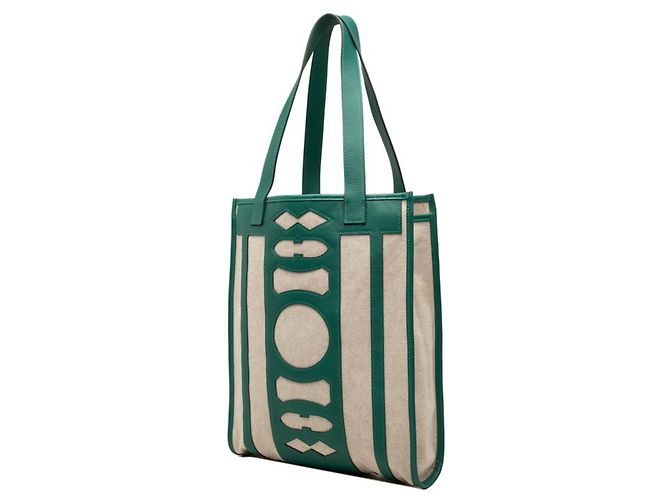 Hermès Sac cabas Hermes Petit H Dreamcatcher Beige Vert - vue 2