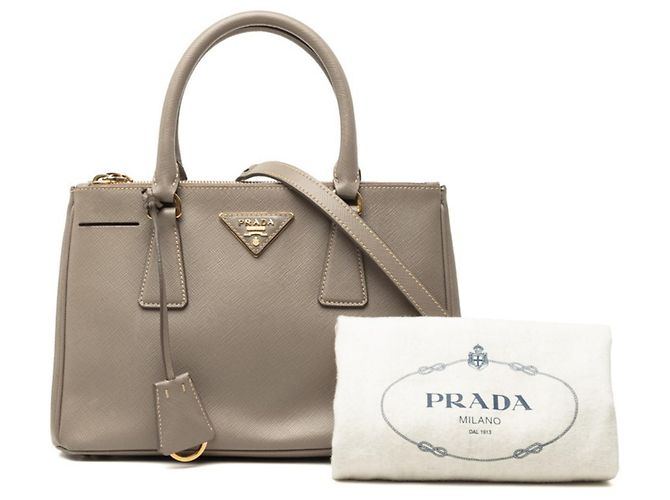 Prada Galleria Handtasche mit Dreiecks-Logo-Plakette Beige - Ansicht 7