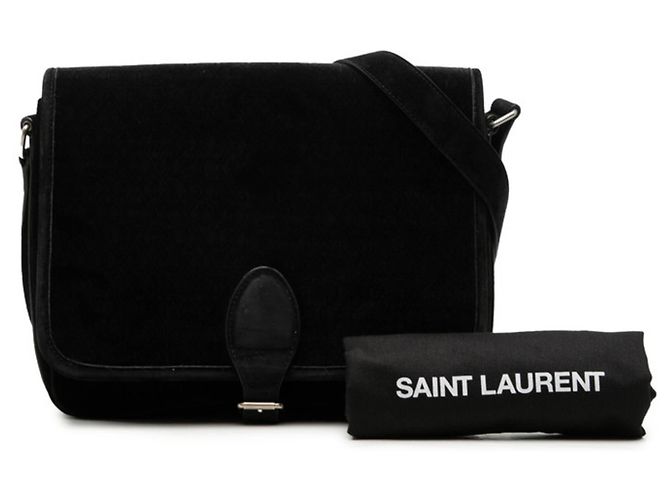 Autre Marque Saint Laurent Schultertasche aus schwarzem Velour-Leder - Ansicht 7